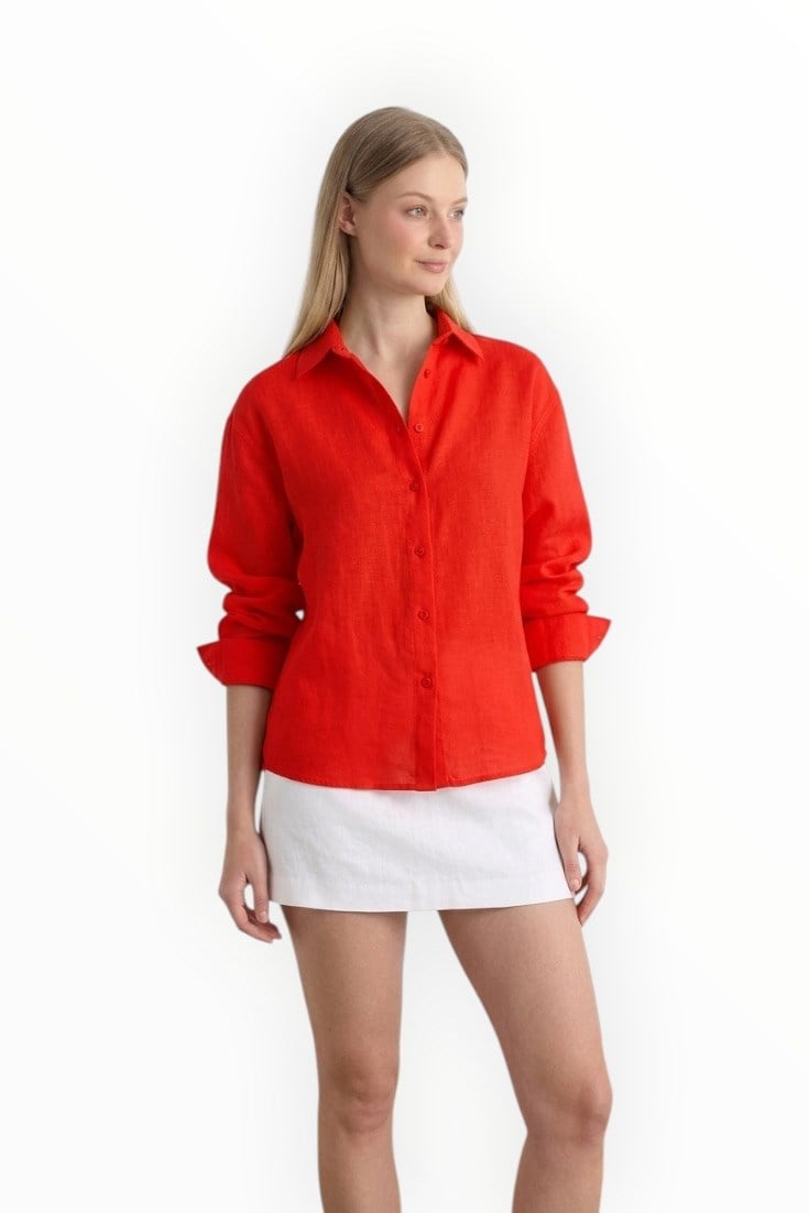Md Tensel Kumaş Kırmızı Gömlek