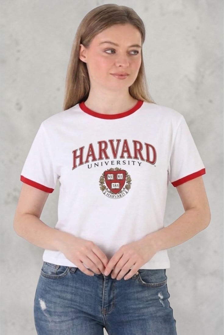 NVS Kırmızı Harvard Nakışlı Tişört