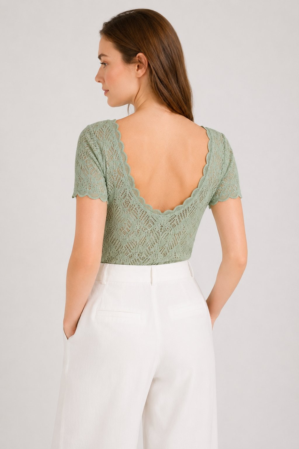 Yeşil Dantelli Bodysuit