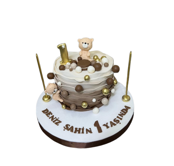 1 Yaş Balonlu Ayıcık Pasta