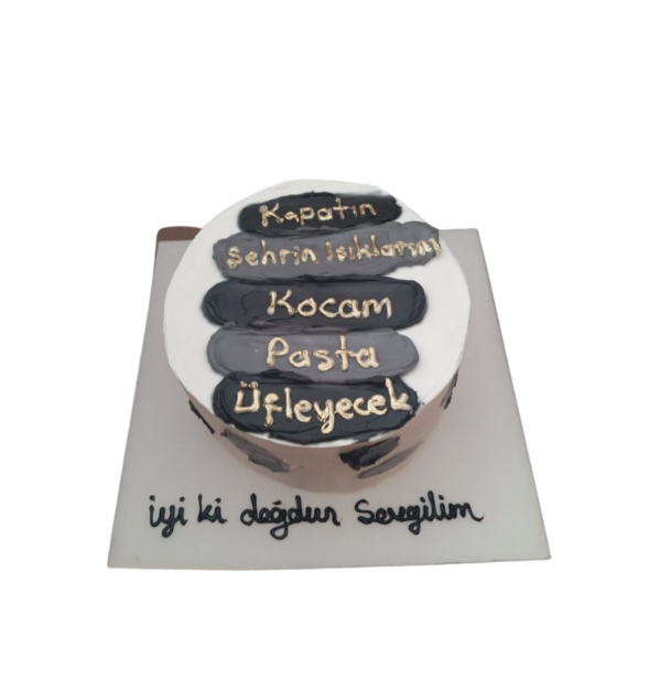 Konuşan Şantili Siyah Yazılı Pasta