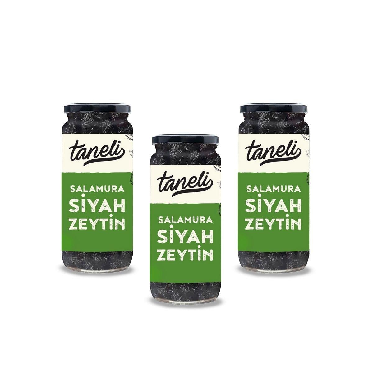 3lü Doğal Salamura Siyah Zeytin 900 gr (300 gr x 3)