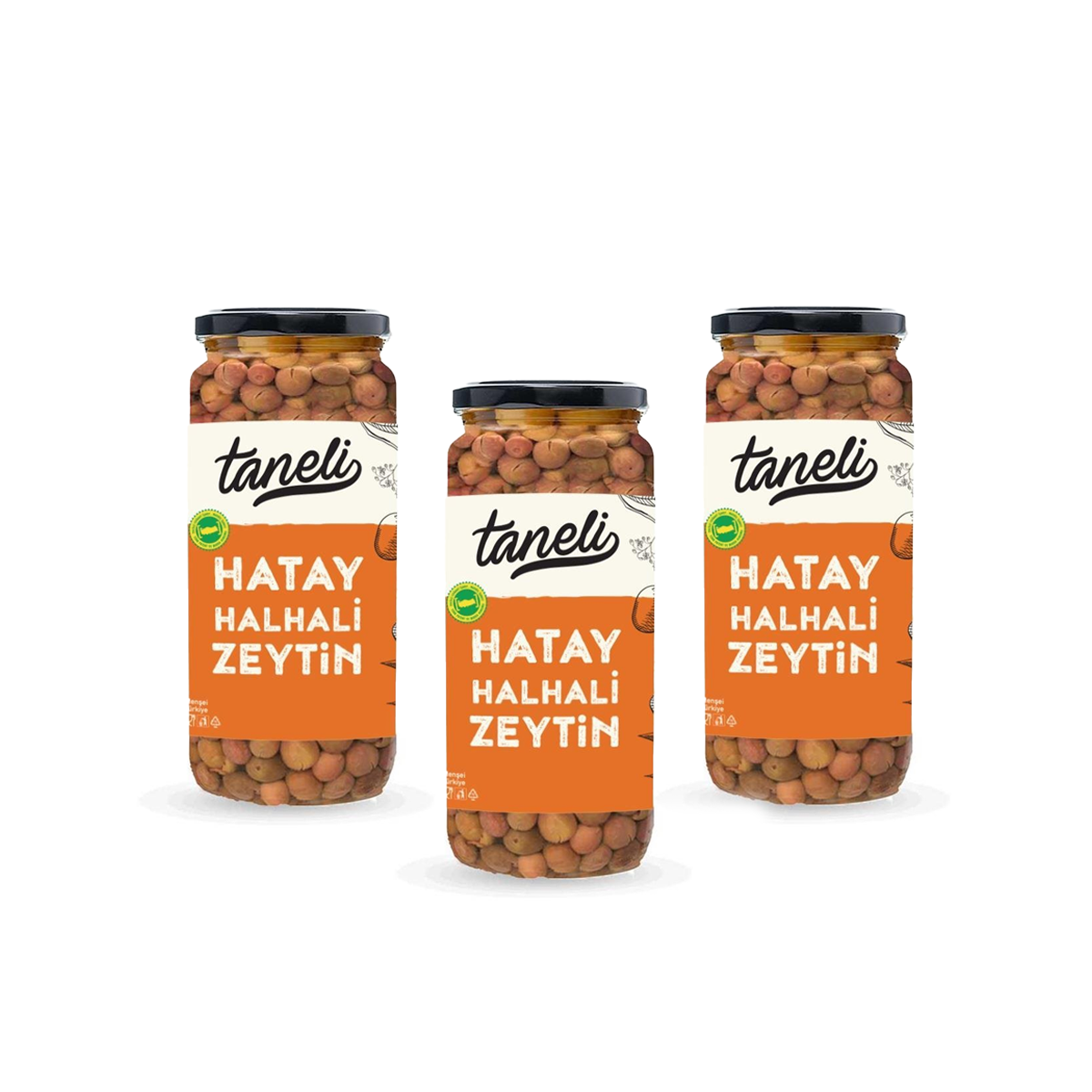 3lü Hatay Halhali Yeşil Zeytin 900 gr (300 gr x 3)