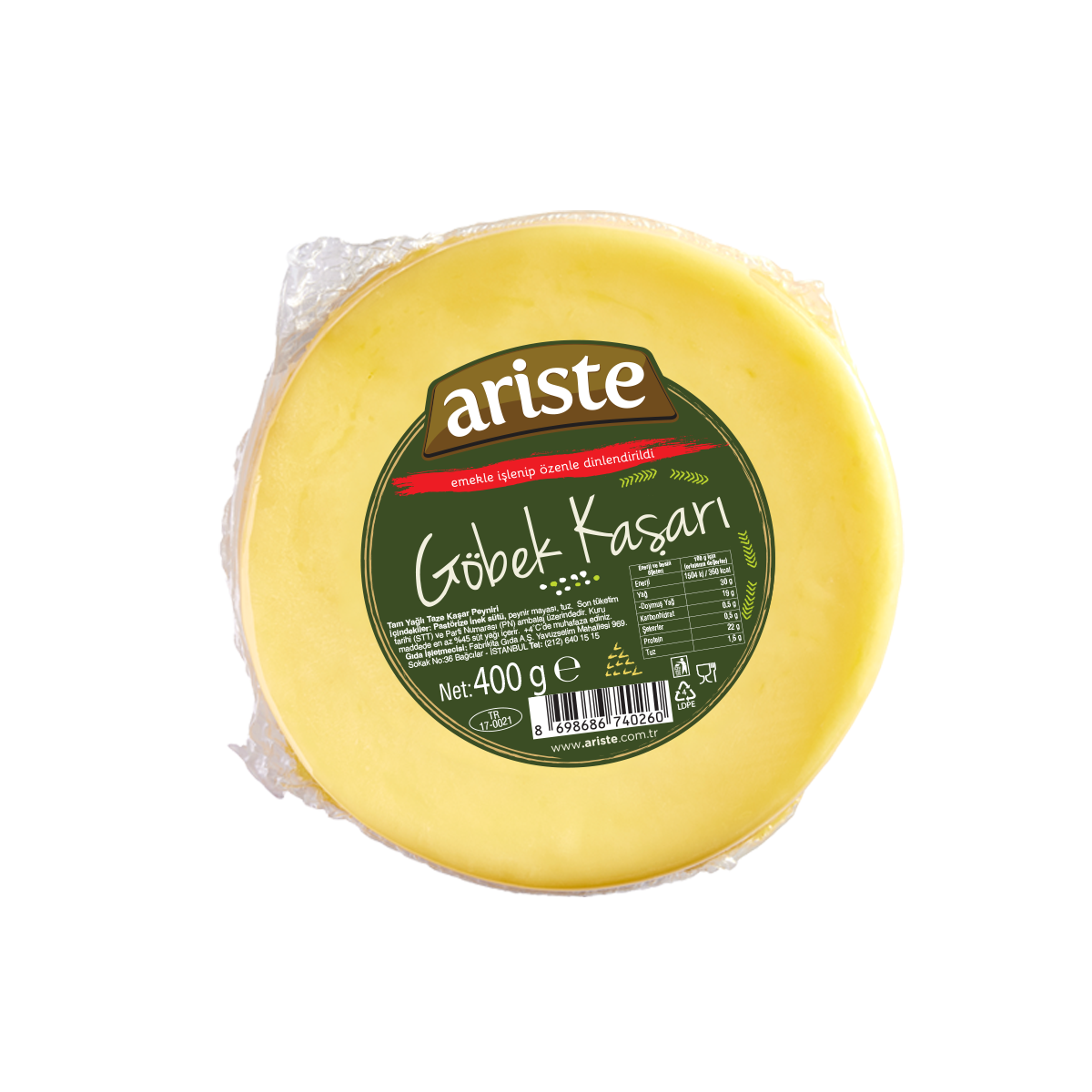 Göbek Kaşarı 400 gr – Tam Yağlı