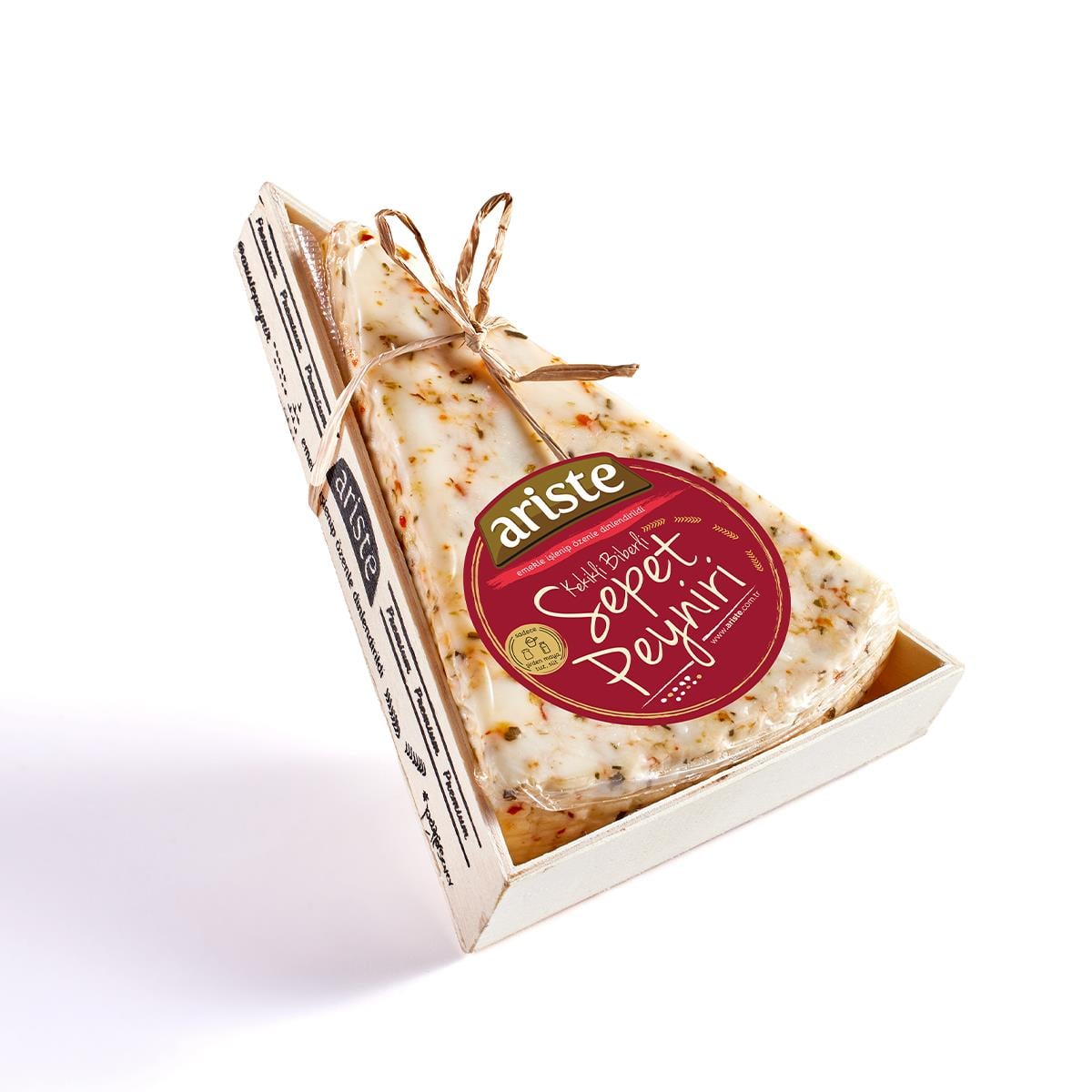 Hanımeli Ahşap Hediyelik Kutulu Kekikli Biberli Tam Yağlı Sepet Peyniri 250 gr
