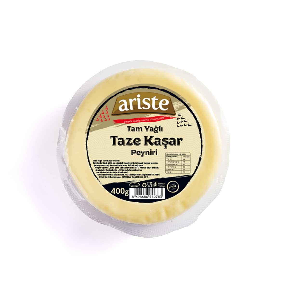 Tam Yağlı Taze Kaşar Peyniri 400 gr