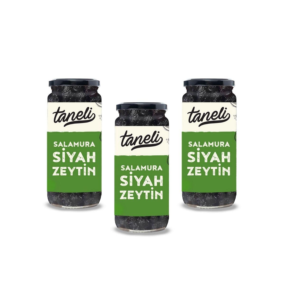 3lü Doğal Salamura Siyah Zeytin 900 gr (300 gr x 3)