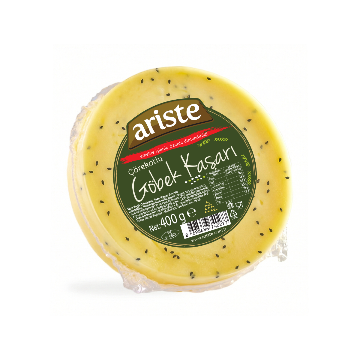 Çörek Otlu Göbek Kaşarı 400 gr – Tam Yağlı