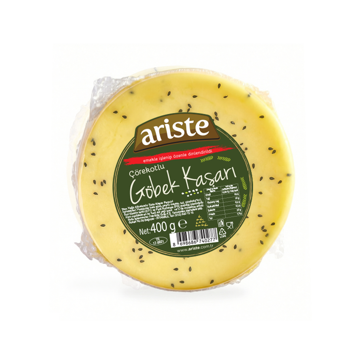 Çörek Otlu Göbek Kaşarı 400 gr – Tam Yağlı