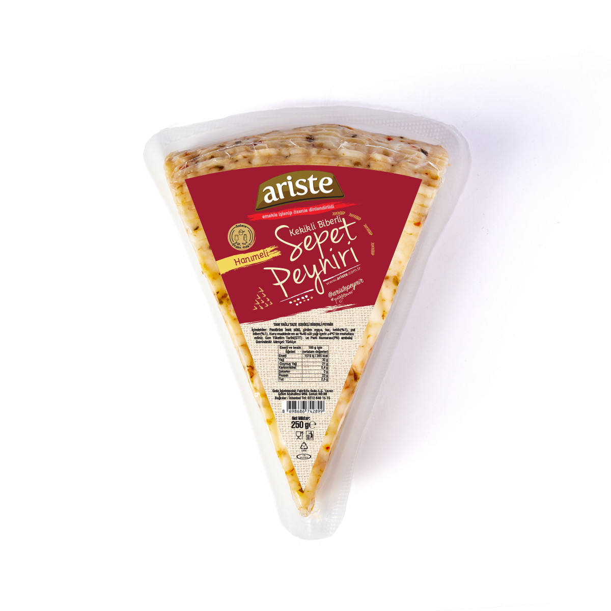 Hanımeli Kekikli Biberli Tam Yağlı Sepet Peyniri 250 gr