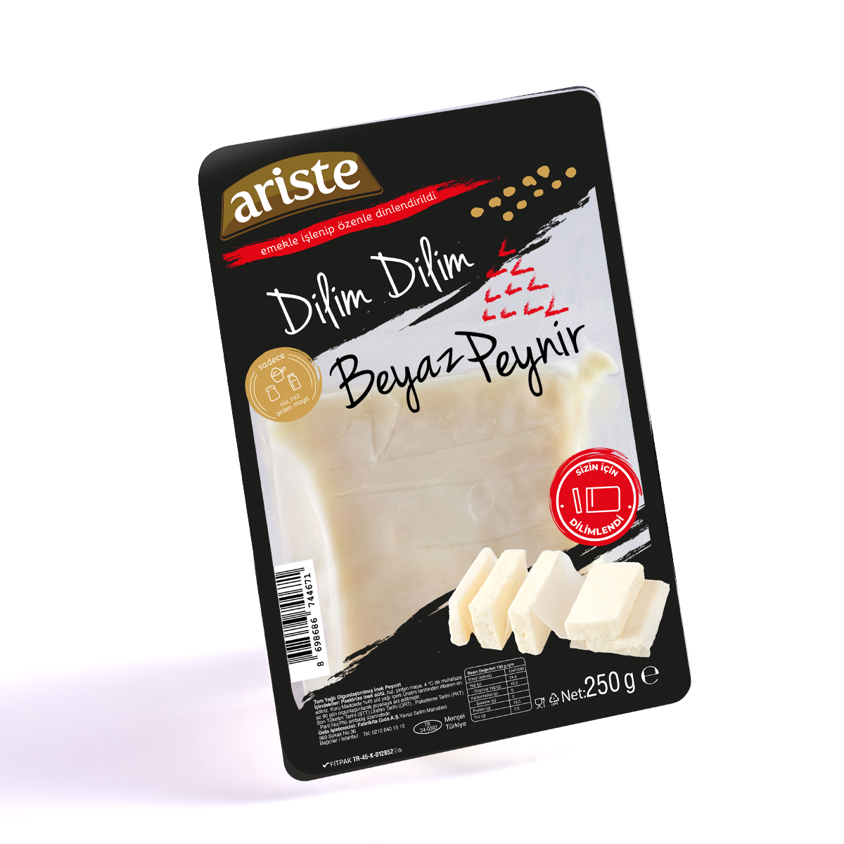 Keyif Serisi – Dilimli İnek Beyaz Peyniri 250 gr – Tam Yağlı, Olgunlaştırılmış
