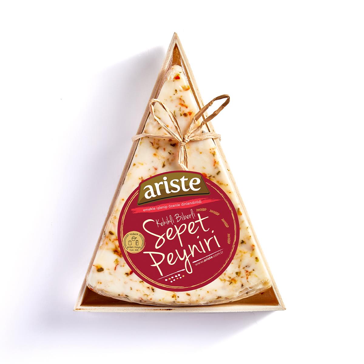 Hanımeli Ahşap Hediyelik Kutulu Kekikli Biberli Tam Yağlı Sepet Peyniri 250 gr