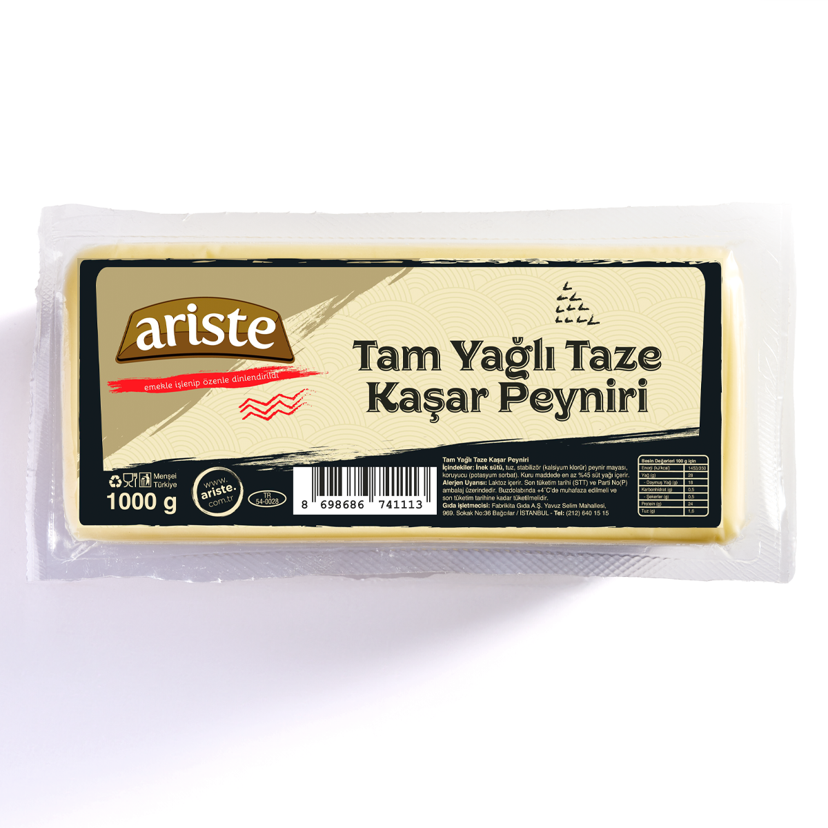 Tam Yağlı Taze Kaşar Peyniri 1000 gr