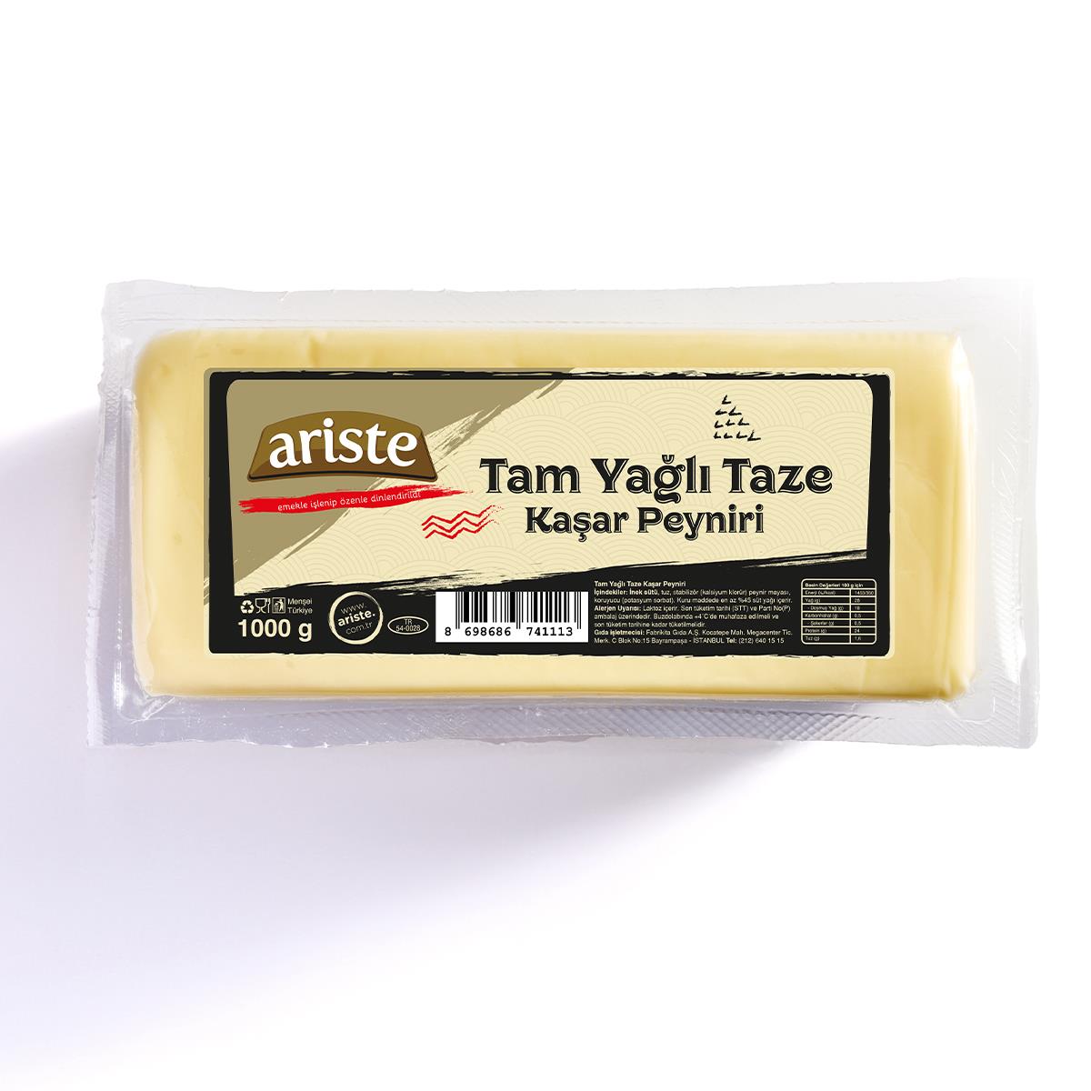 Tam Yağlı Taze Kaşar Peyniri 1000 gr