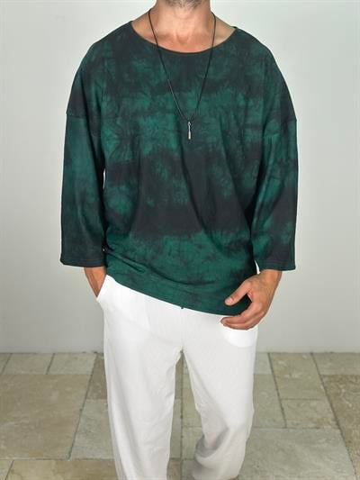 Yeşil Batik Fakir Kol T-Shirt