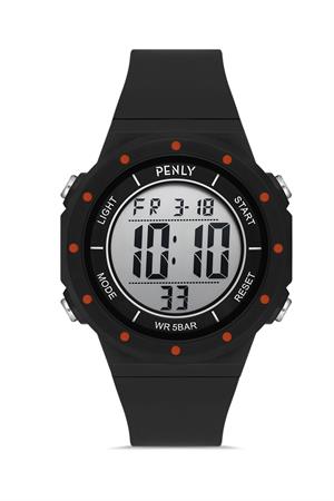 Penly Su Geçirmez Dijital Kol Saati 356 Model Siyah Turuncu +4 Renk Kronometre-Alarmlı 5ATM 