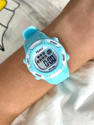 Penly Su Geçirmez Dijital Çocuk Kol Saati 8203 Model Açık Turkuaz +4 Renk Kronometre-Alarmlı 5ATM 