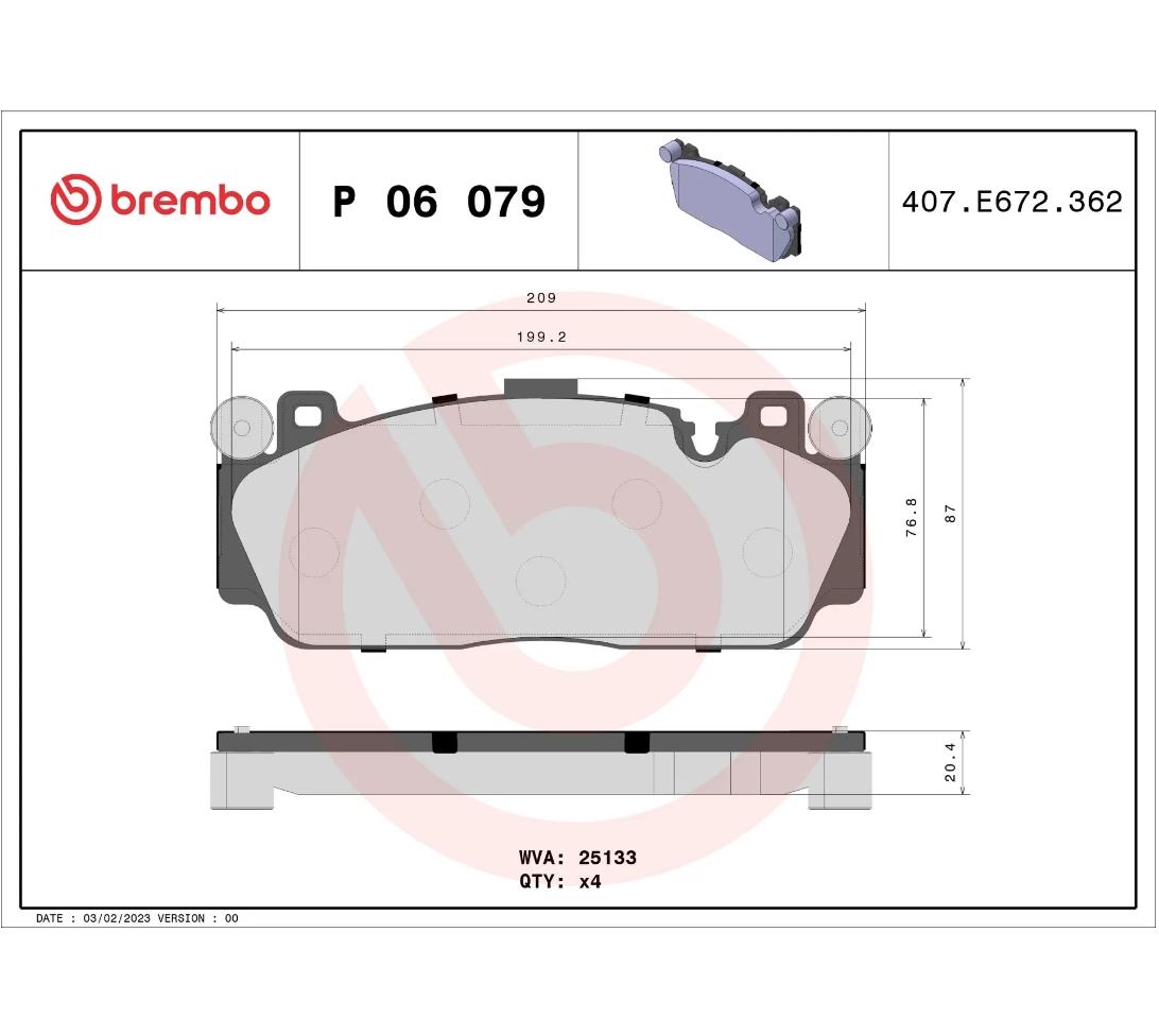 Brembo Ön Fren Balatası P 06 079 – BMW Uyumlu – OEM Kalite – ECE R90