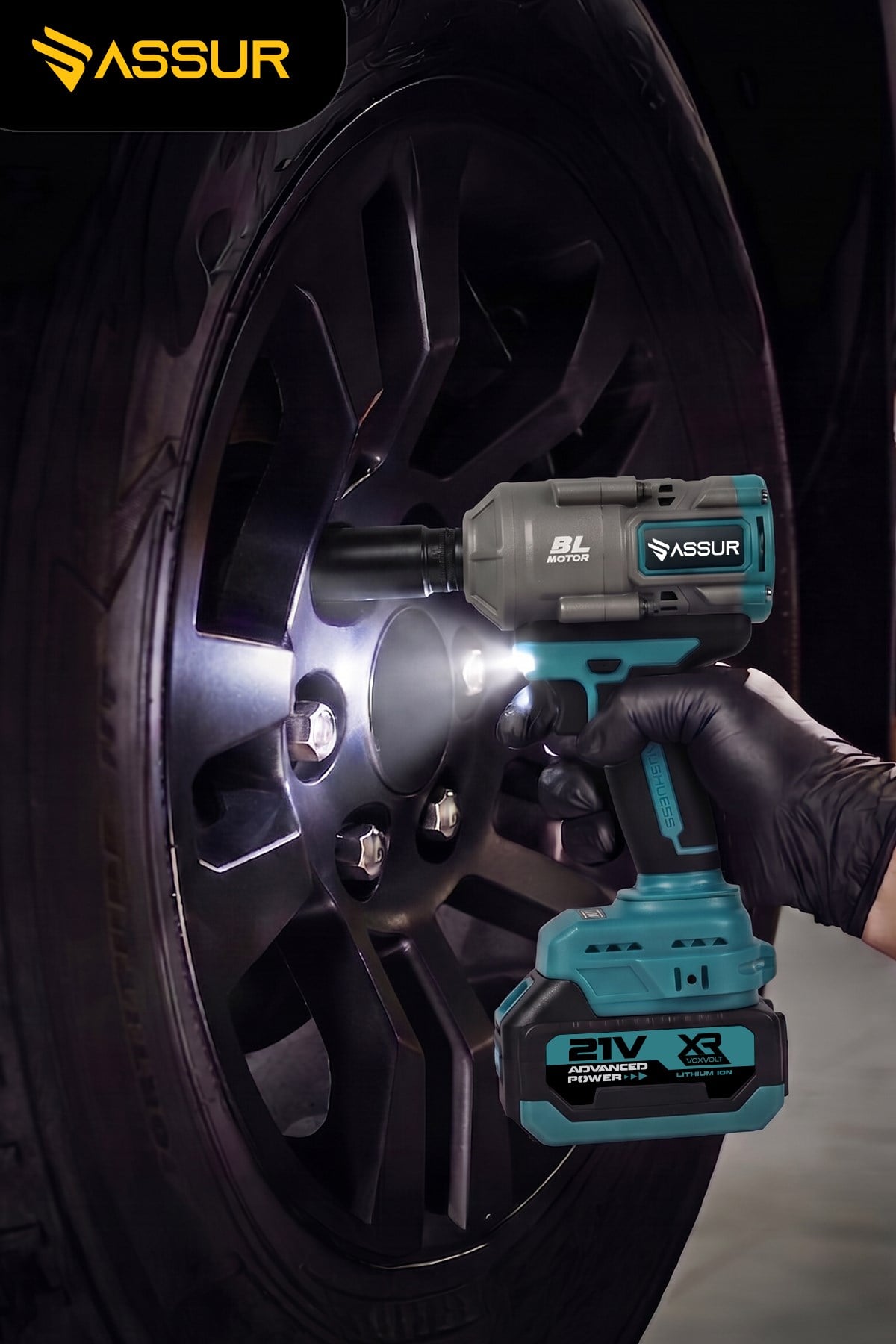 21V 1100 NM Torklu Çift Akülü 10 Pilli 1/2 Mavi Şarjlı Somun Sıkma Sökme Makinesi