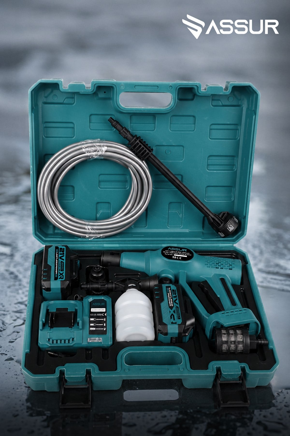 ASSUR 21V Çift Akülü 1500 mAh Yüksek Basınçlı Oto Yıkama Makinesi