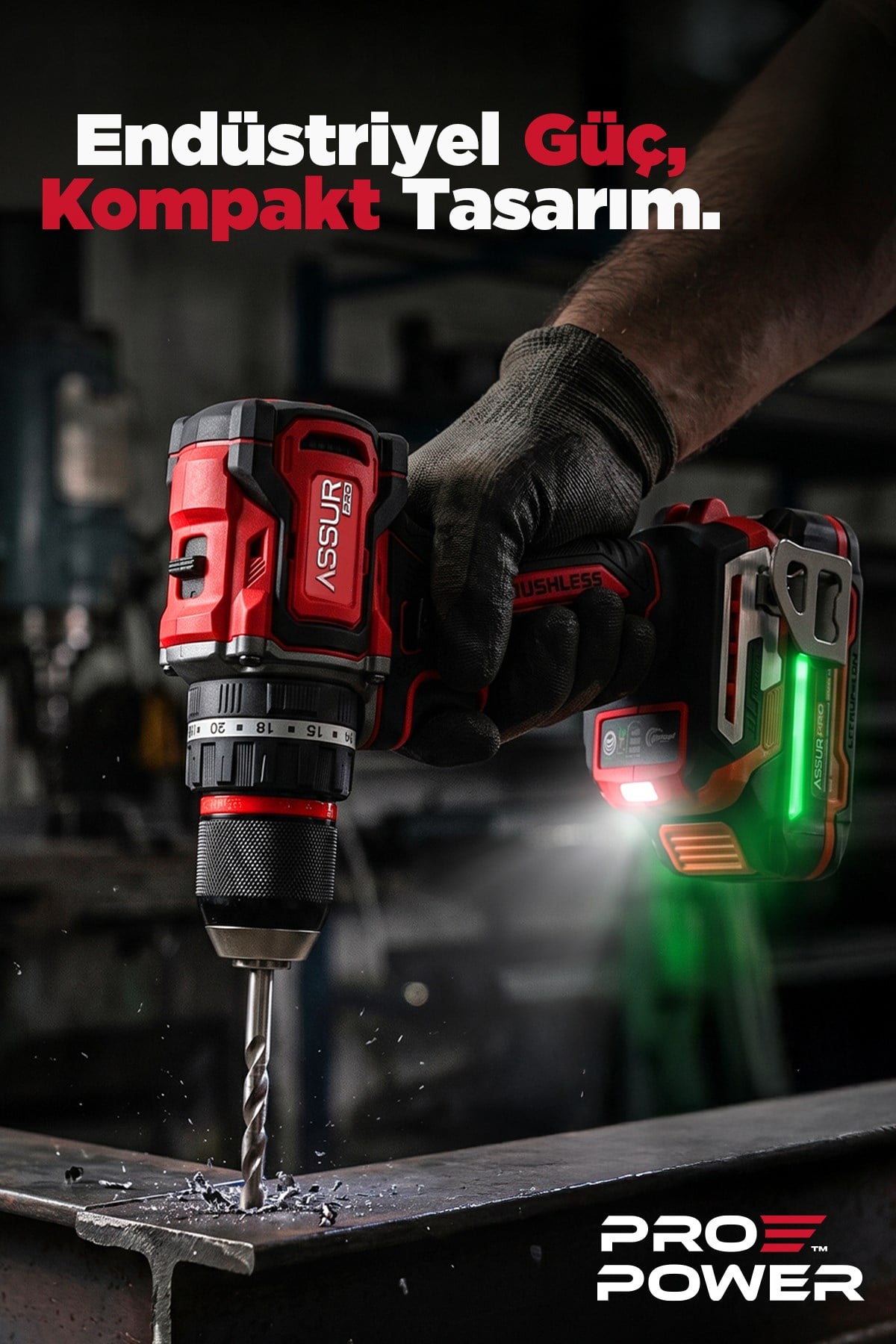 21V Pro Seri Kömürsüz Çift Akülü Metal Şanzıman Led Işıklı Taşıma Çantalı Şarjlı Darbeli Matkap