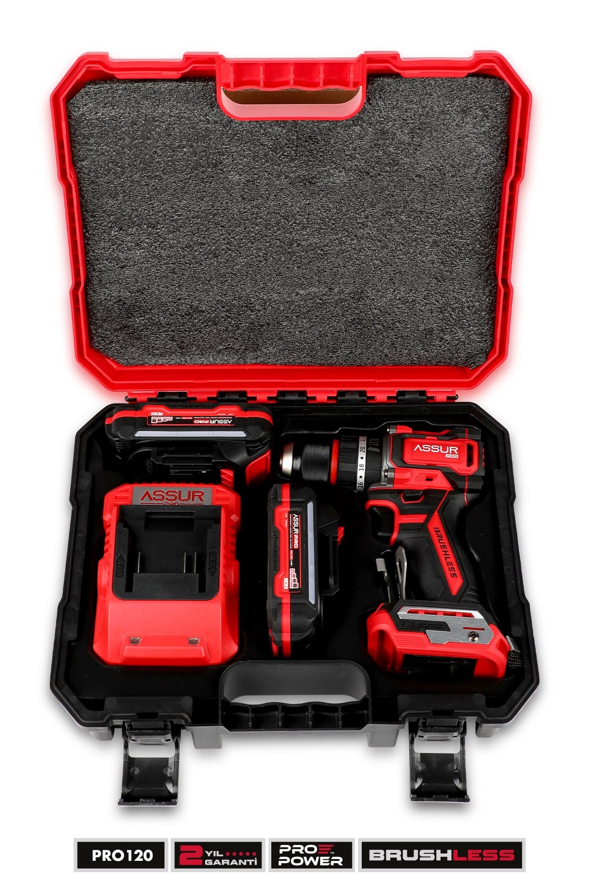21V Pro Seri Kömürsüz Çift Akülü Metal Şanzıman Led Işıklı Taşıma Çantalı Şarjlı Darbeli Matkap
