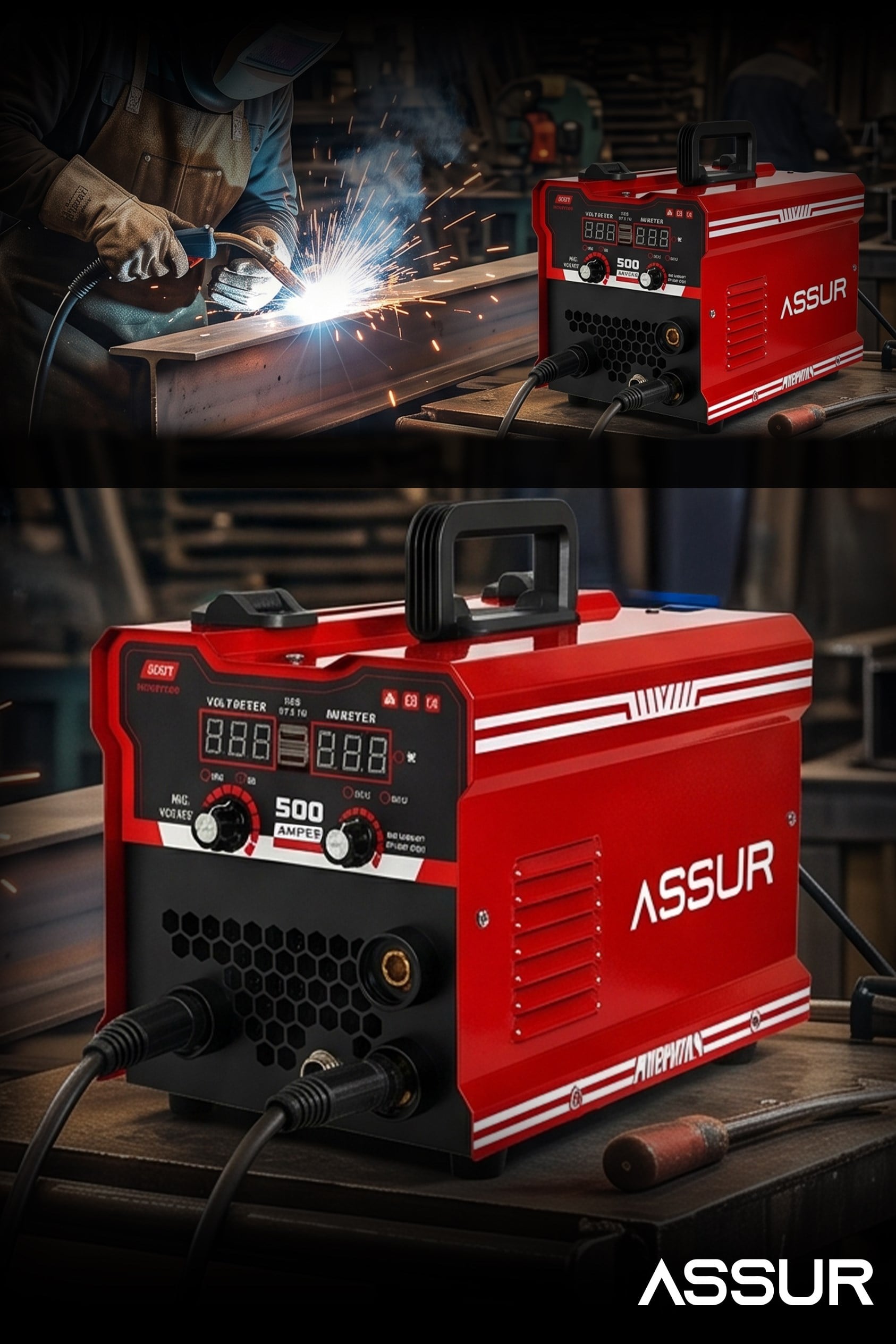 500 Amper 3ü 1 Arada Gazsız Gazaltı MIG/MMA/TIG Lift İnverter Kaynak Makinesi 220V Dijital Ekranlı