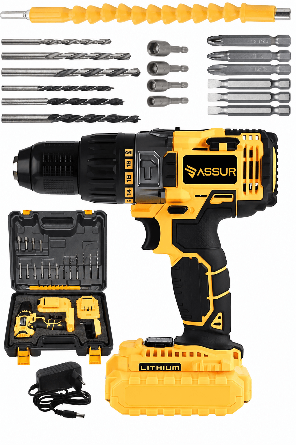 Assur 12V Metal Şanzıman Çift Akülü Bakır Sargı Şarjlı Matkap Akülü Vidalama