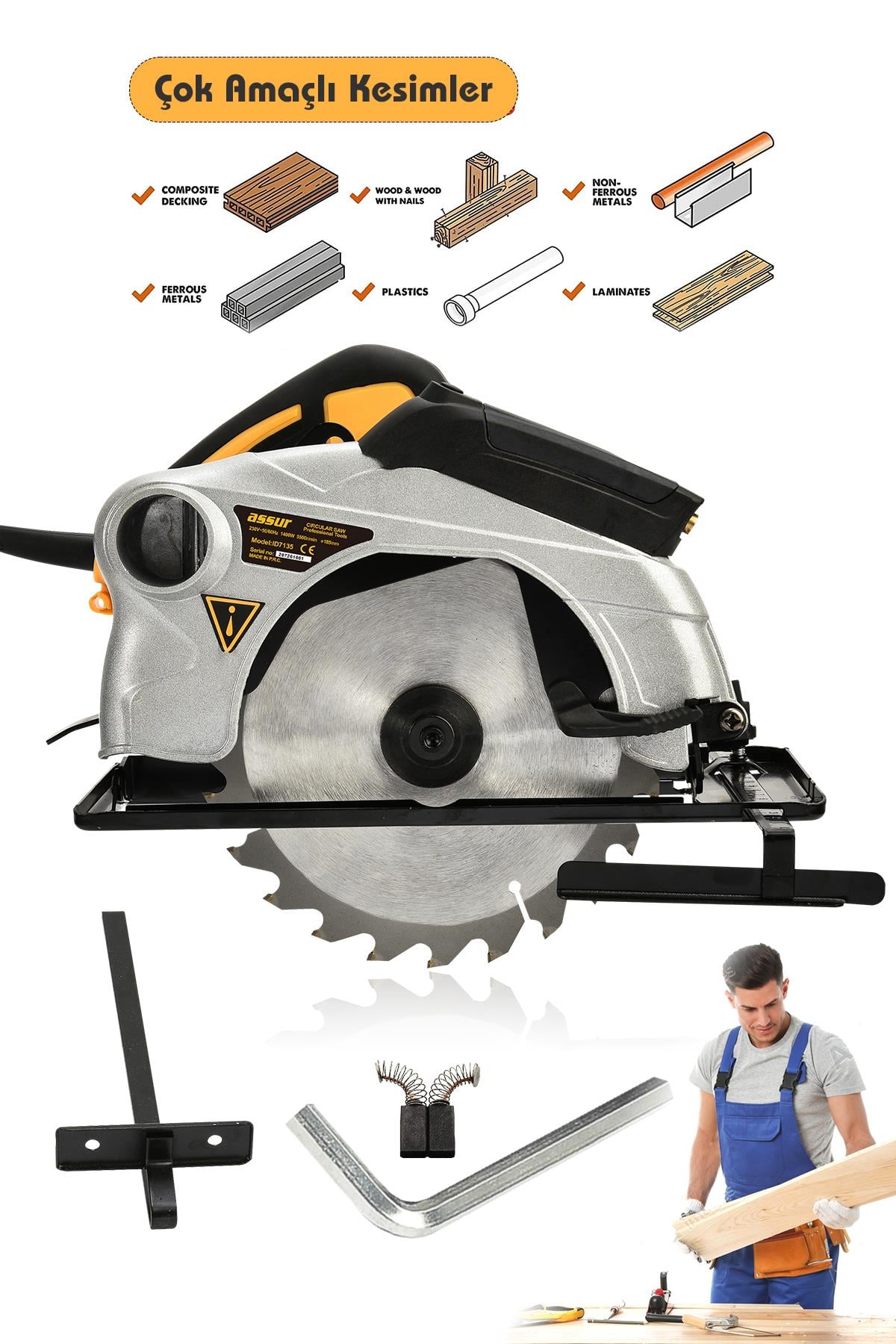 ASSUR 1400W Elektrikli Sunta Kesme 185mm Daire Testere