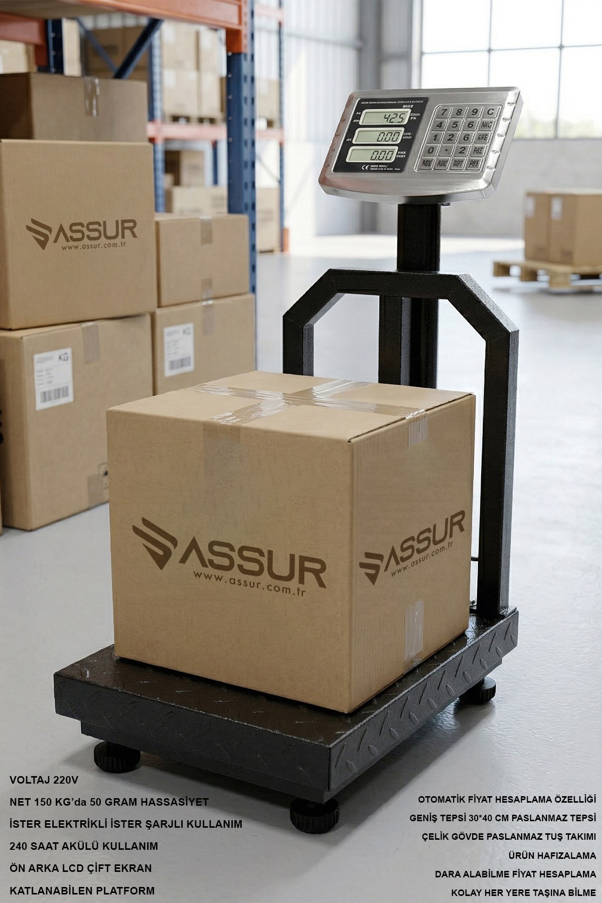Assur 150 Kg Kantar Hassasiyetli Katlanabilir Dijital Elektronik Terazi