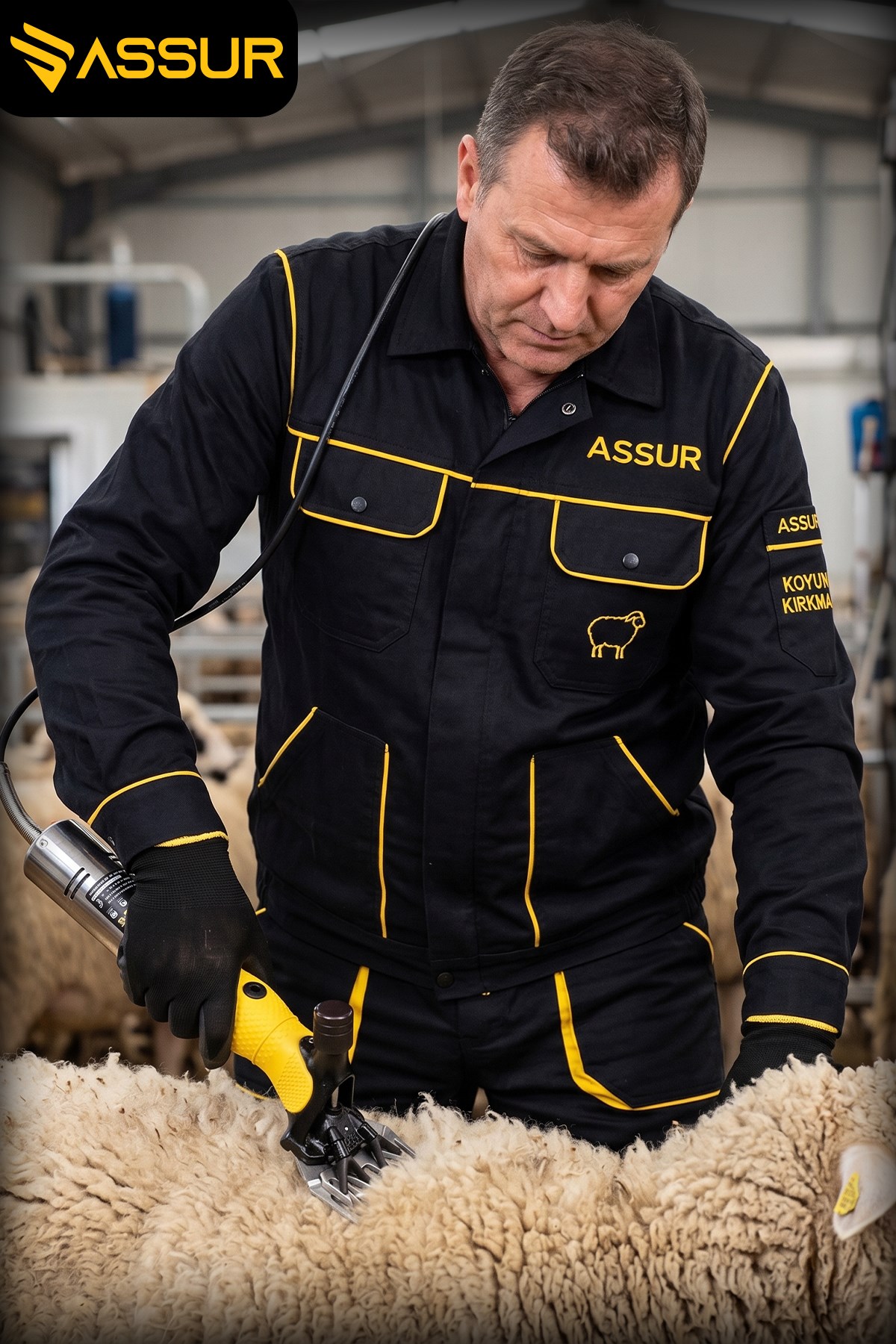 ASSUR 200W Elektrikli Metal Şanzımanlı Çelik Bıçaklı Profesyonel Koyun Keçi Kırkma Makinesi