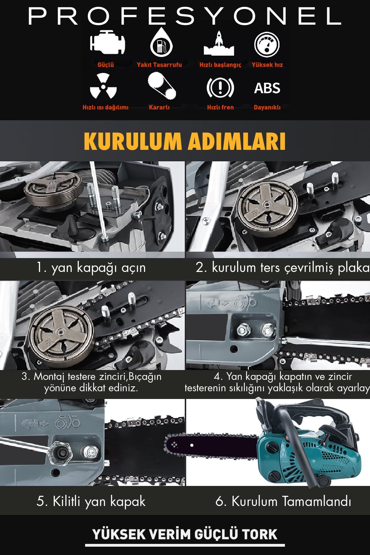 Assur 25cc Mini Benzinli Testere Ağaç Odun Dal Budama Ve Kesme Testeresi Hızar Motoru