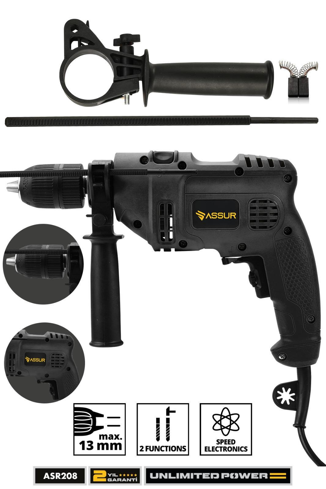 Assur 500W Darbeli Metal Şanzıman 13mm Elektrikli Matkap