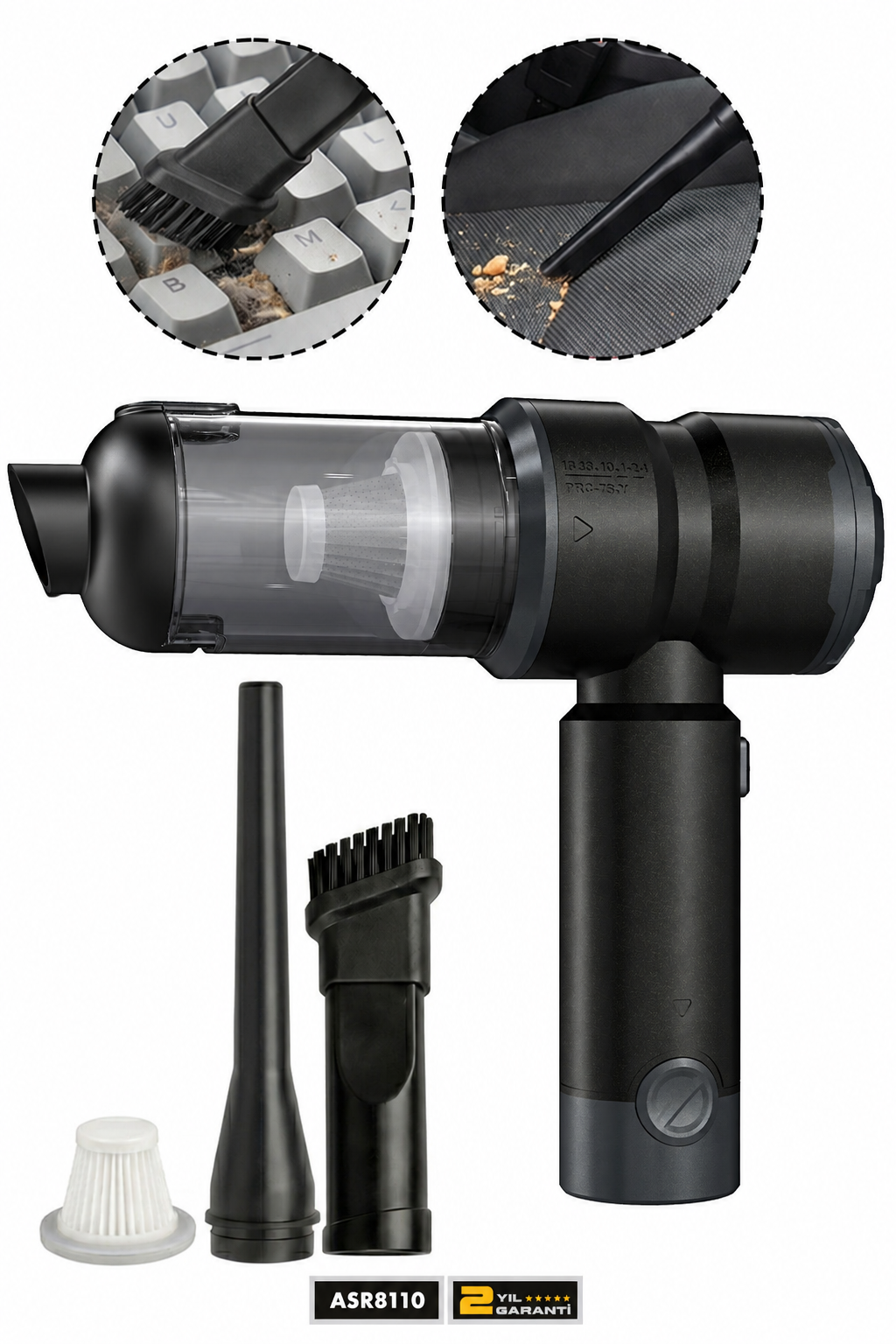 ASSUR 7.2V Type-C Şarjlı Üflemeli Mini Araç Süpürgesi