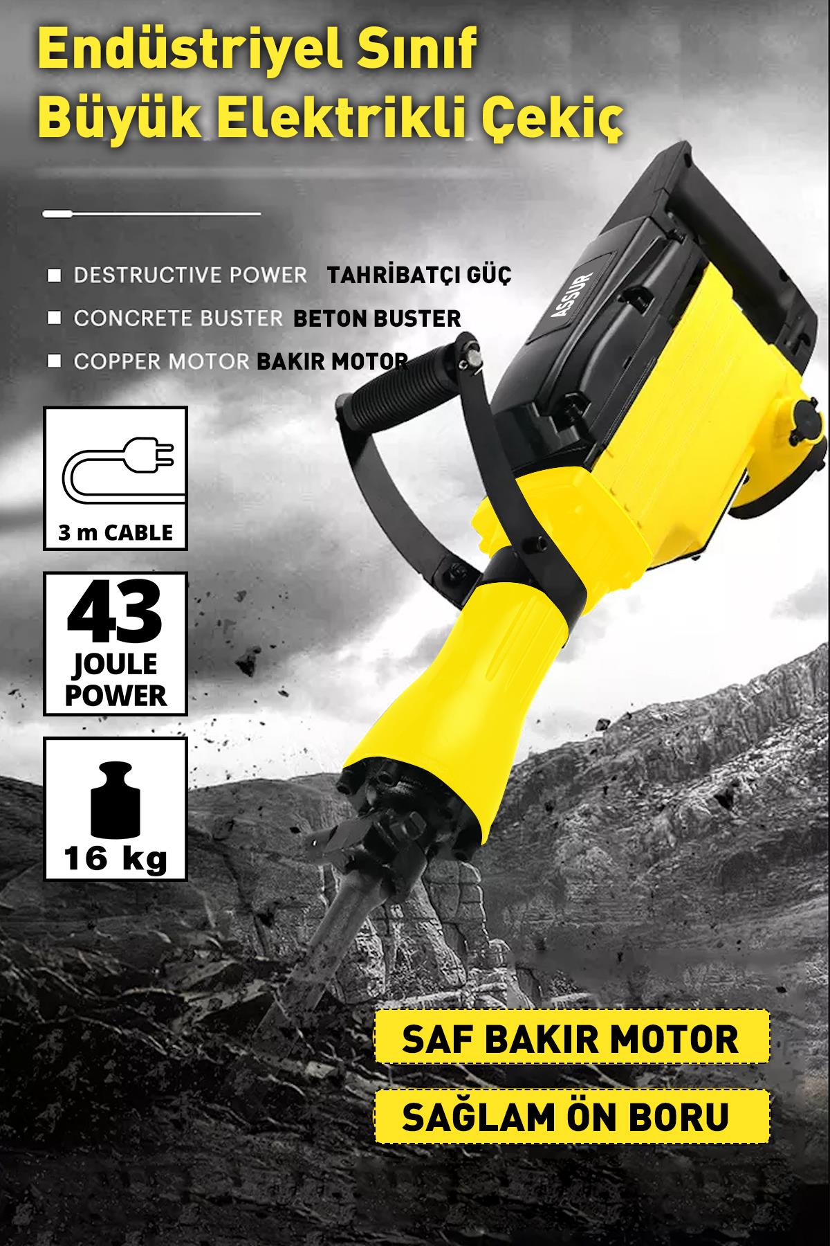 Assur 1800W Darbeli 16 Kg Kırıcı Delici Hilti