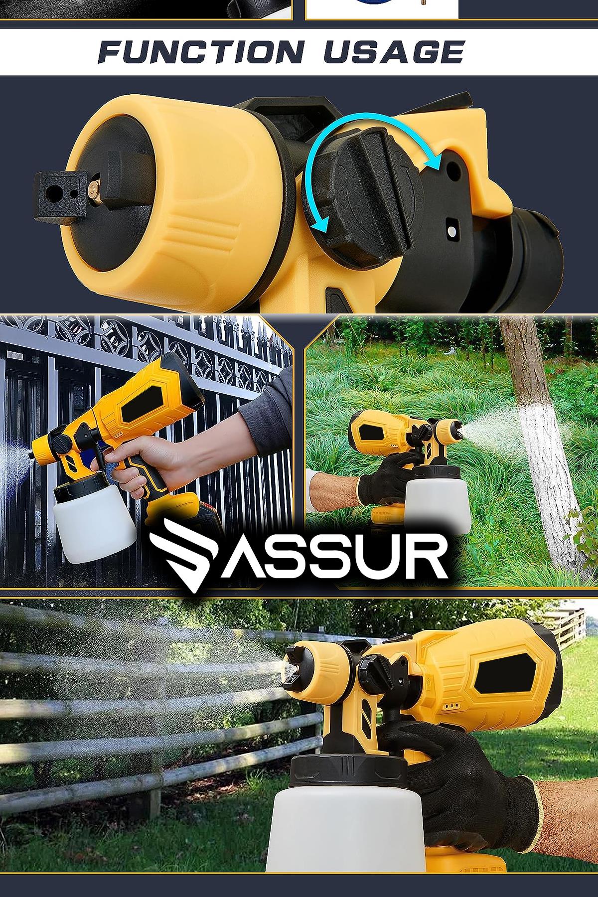 Assur Plus 21V Çift Akülü 300 Mm Vernik Sprey Boya Püskürtme Makinesi