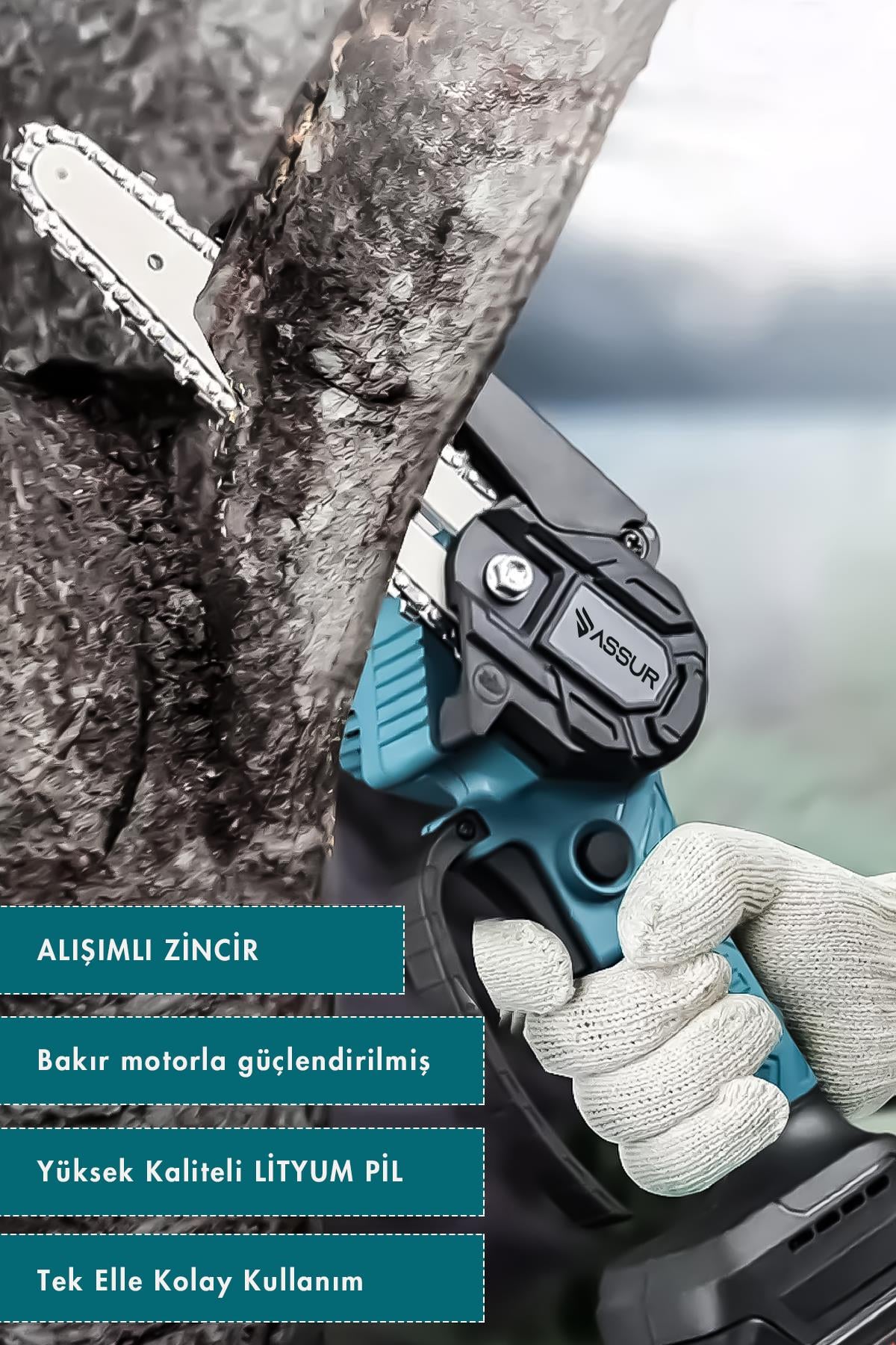 Assur 18V Çift Akülü Ağaç Odun Dal Budama Testere