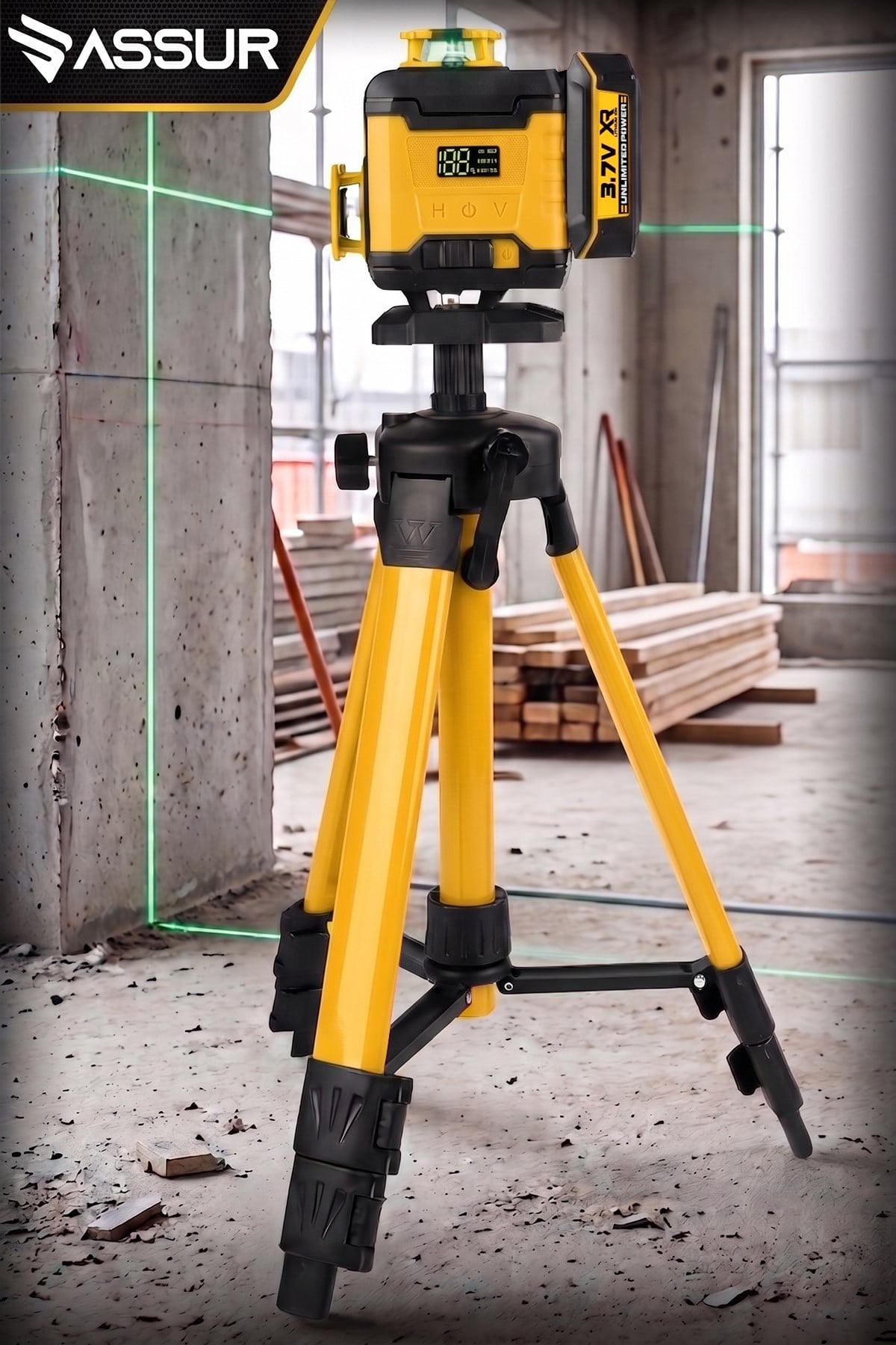 Assur Profesyonel 360° 16 Köşe Otomatik Hizalama Tripodlu Lazer Metre Hizalama