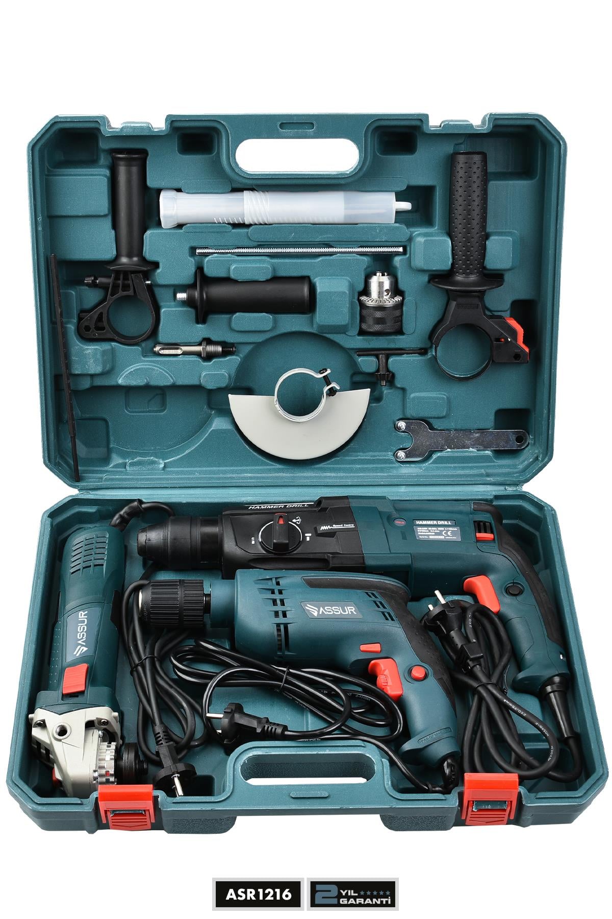 Assur Profesyonel Elektrikli 3lü Set Matkap,Taşlama,Kırıcı/Delici Hilti