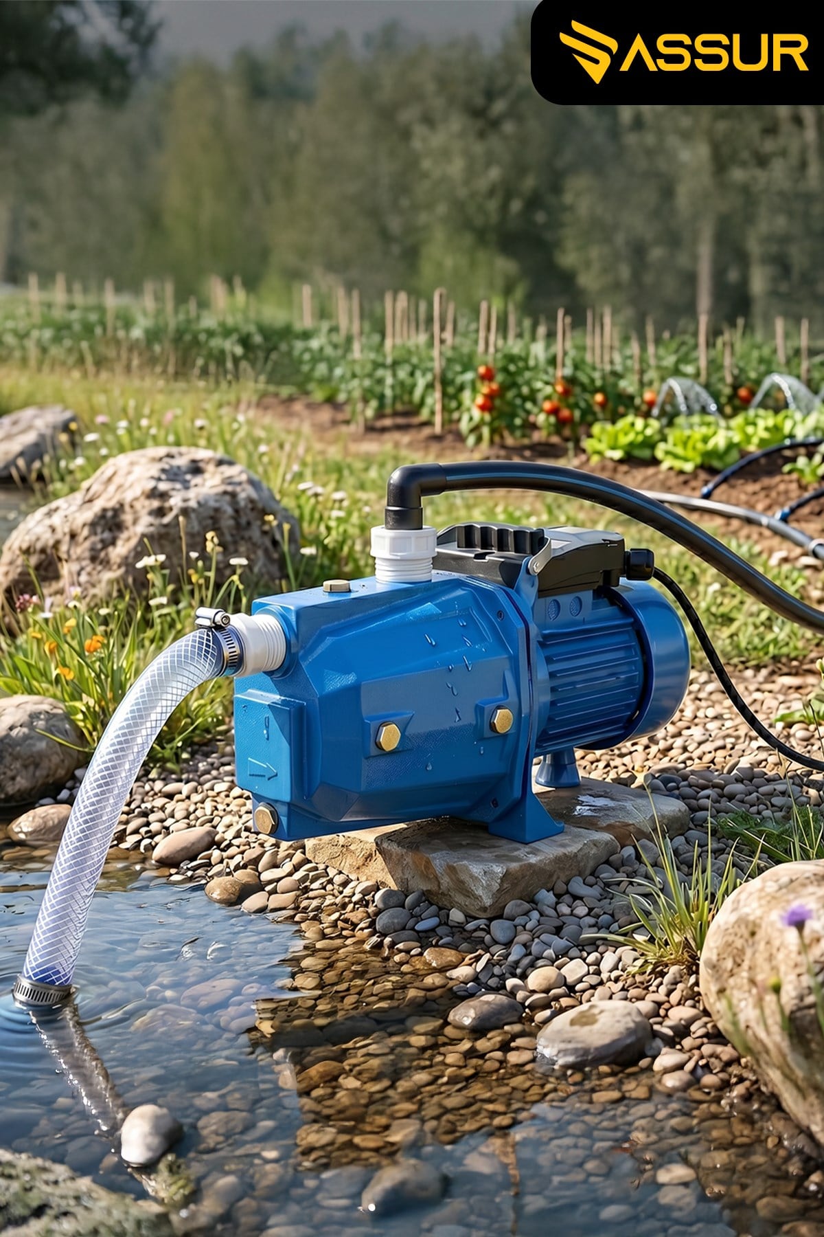 Su Pompası 47m Basınç Yüksekliği 1 Hp Bakır Sargı Elektrikli Santrifüj Jet Pompa Su Motoru