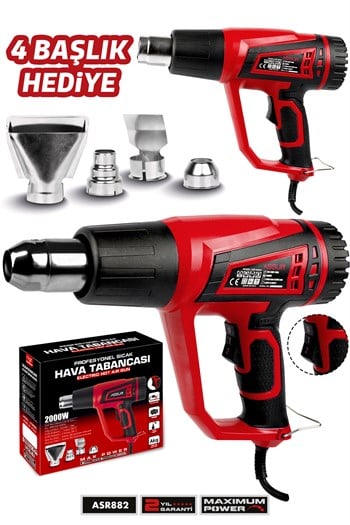 2000 Watt 2 Kademeli 4 Başlıklı Sıcak Hava Tabancası