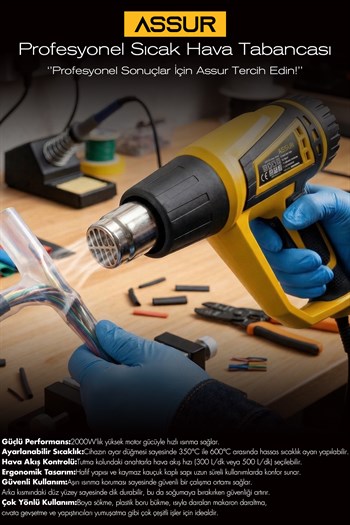 2000 Watt 2 Kademeli 4 Başlıklı Sıcak Hava Tabancası