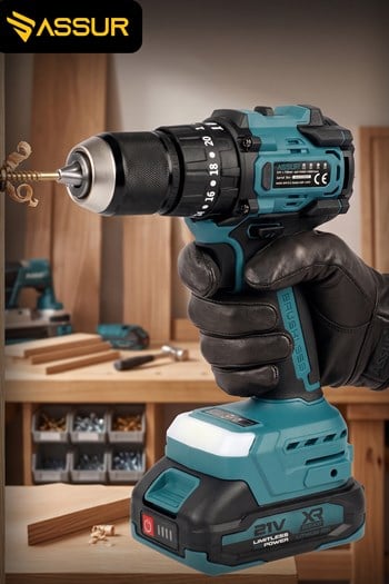 21V Çift Akülü Kömürsüz Motor 13mm Çelik Mandren Şarjlı Darbeli Matkap