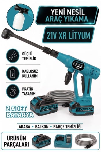 ASSUR 21V Çift Akülü 1500 mAh Yüksek Basınçlı Oto Yıkama Makinesi