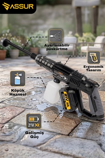 ASSUR 21V Çift Akülü Kömürsüz Yüksek Basınçlı Oto Yıkama Makinesi