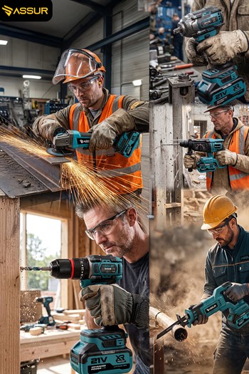 21V Darbeli Şarjlı 5li Set Kırıcı Delici Hilti - Taşlama - Somun Sıkma S. - Tilki Kuyruğu - Matkap