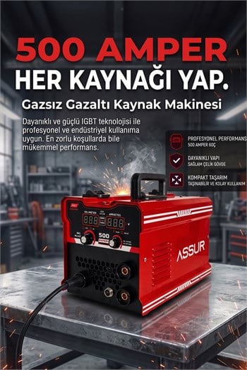 500 Amper 3ü 1 Arada Gazsız Gazaltı MIG/MMA/TIG Lift İnverter Kaynak Makinesi 220V Dijital Ekranlı