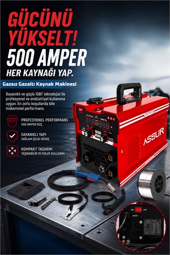 500 Amper 3ü 1 Arada Gazsız Gazaltı MIG/MMA/TIG Lift İnverter Kaynak Makinesi 220V Dijital Ekranlı