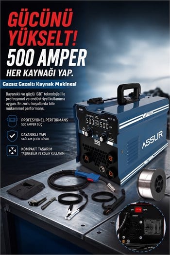 500 Amper 3ü 1 Arada Gazsız Gazaltı MIG/MMA/TIG Lift İnverter Kaynak Makinesi 220V Dijital Ekranlı