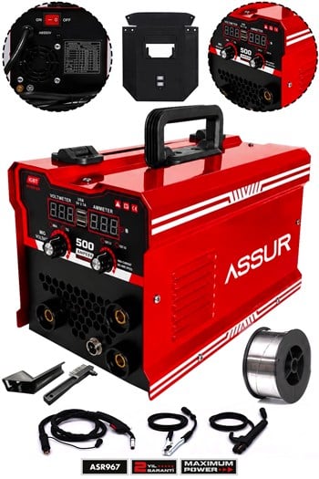 500 Amper 3ü 1 Arada Gazsız Gazaltı MIG/MMA/TIG Lift İnverter Kaynak Makinesi 220V Dijital Ekranlı